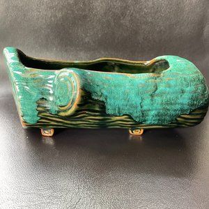 Beautiful ugly vintage 60s ceramic glazed log planter - Great gift